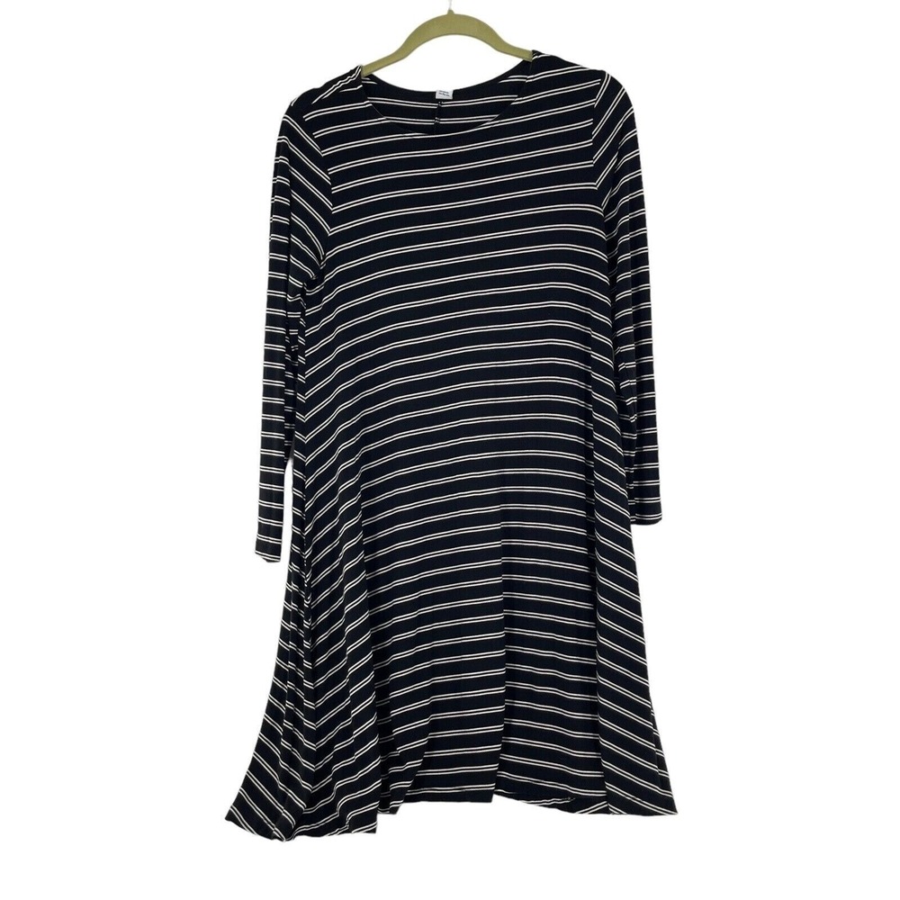 Old Navy Striped Black & White Swing Dress Small Nautical Coastal Beach Stretch